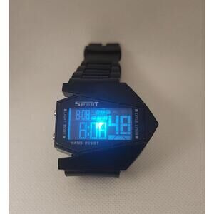 New Unique Stylish Men black digital watch. Free gift. Pendant Necklace